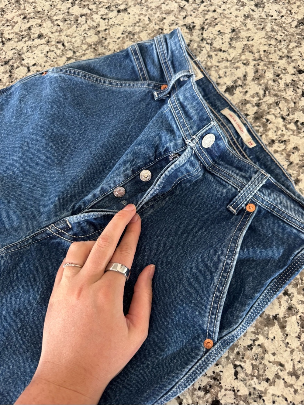 Levi's Ribcage Straight Belt Loop Big E Size 28x27 Button Fly Retro Grunge - Picture 8 of 15